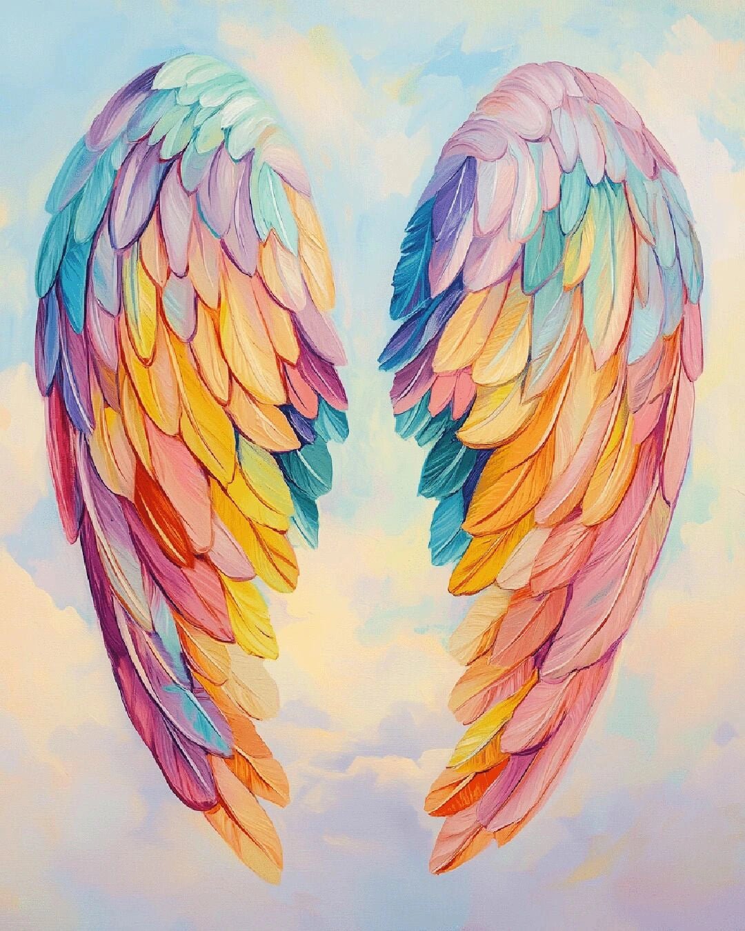 Colorful angel wings paint by numbers kit