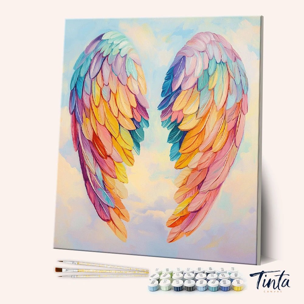 Colorful angel wings paint by numbers kit