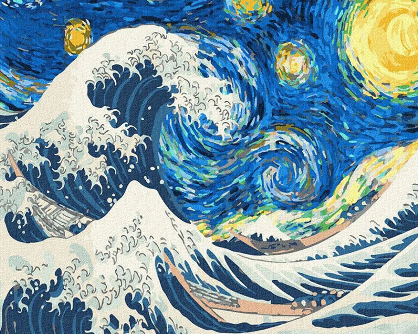 The Great Wave at Starry Night paint by numbers kit