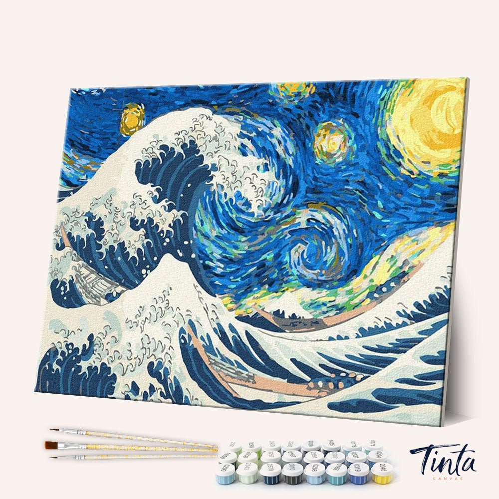 The Great Wave at Starry Night paint by numbers kit