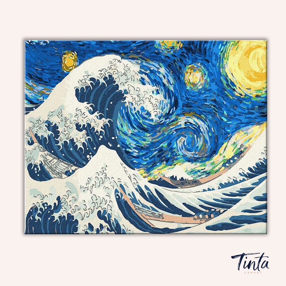 The Great Wave at Starry Night paint by numbers kit