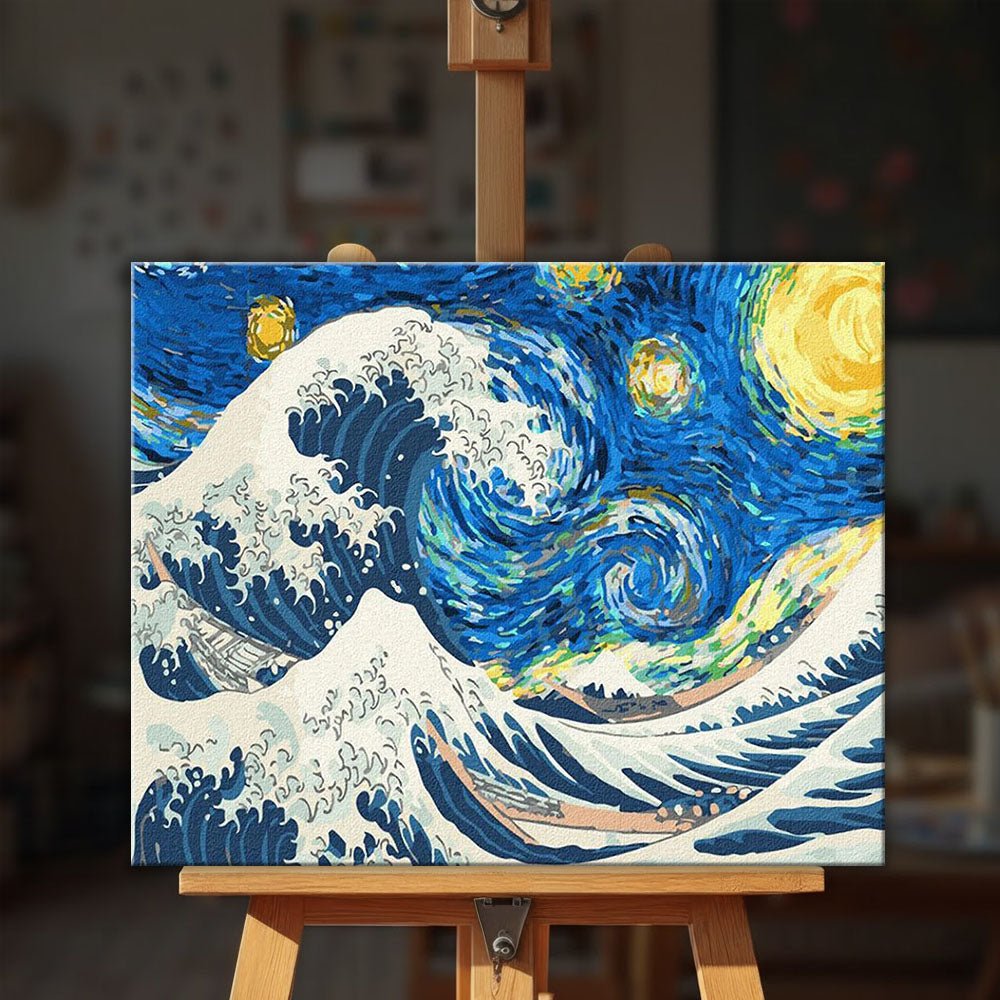 The Great Wave at Starry Night paint by numbers kit
