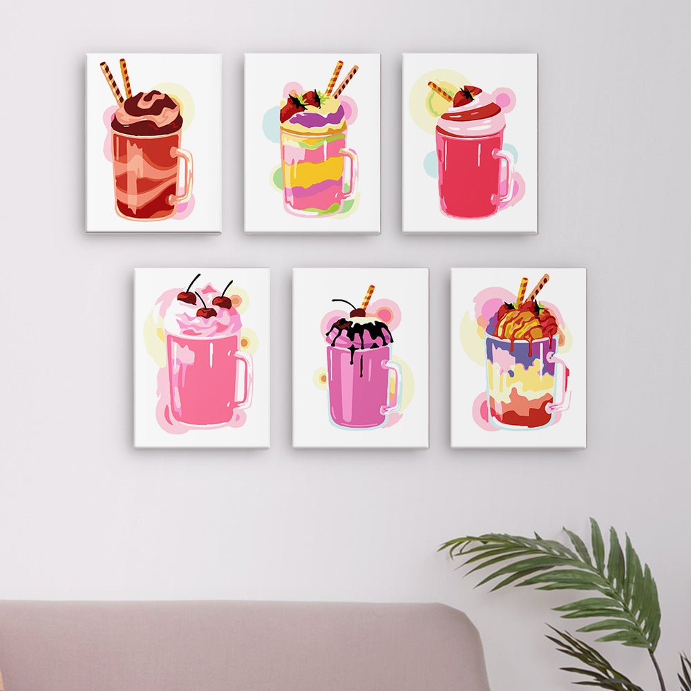 Sweet Sundae Sips - Mini Paint by Numbers Kit (6 Pieces) paint by numbers kit