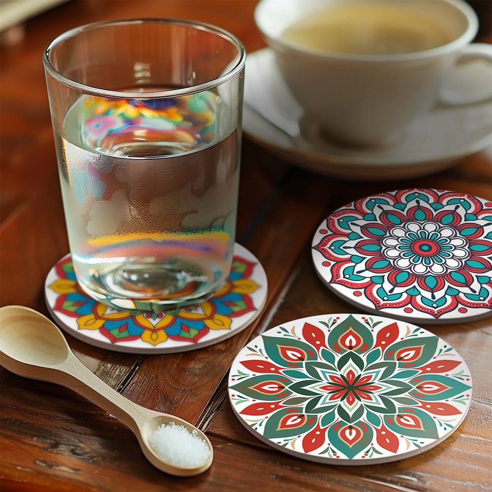 Colorful Mandala Patterns - Coasters Paint by Numbers Kit (6 Pieces) paint by numbers kit