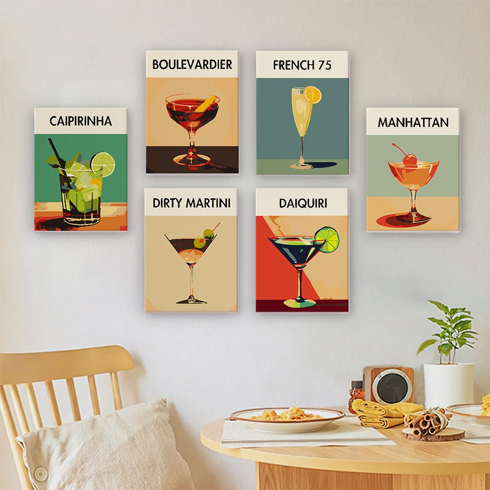 Sip & Paint Cocktails - Mini Paint by Numbers Kit (6 Pieces) paint by numbers kit