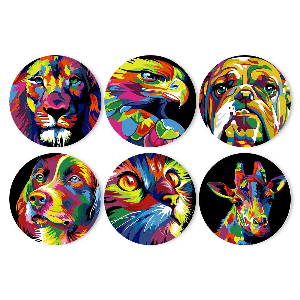 Neon Wildlife (6 Pieces) paint by numbers kit