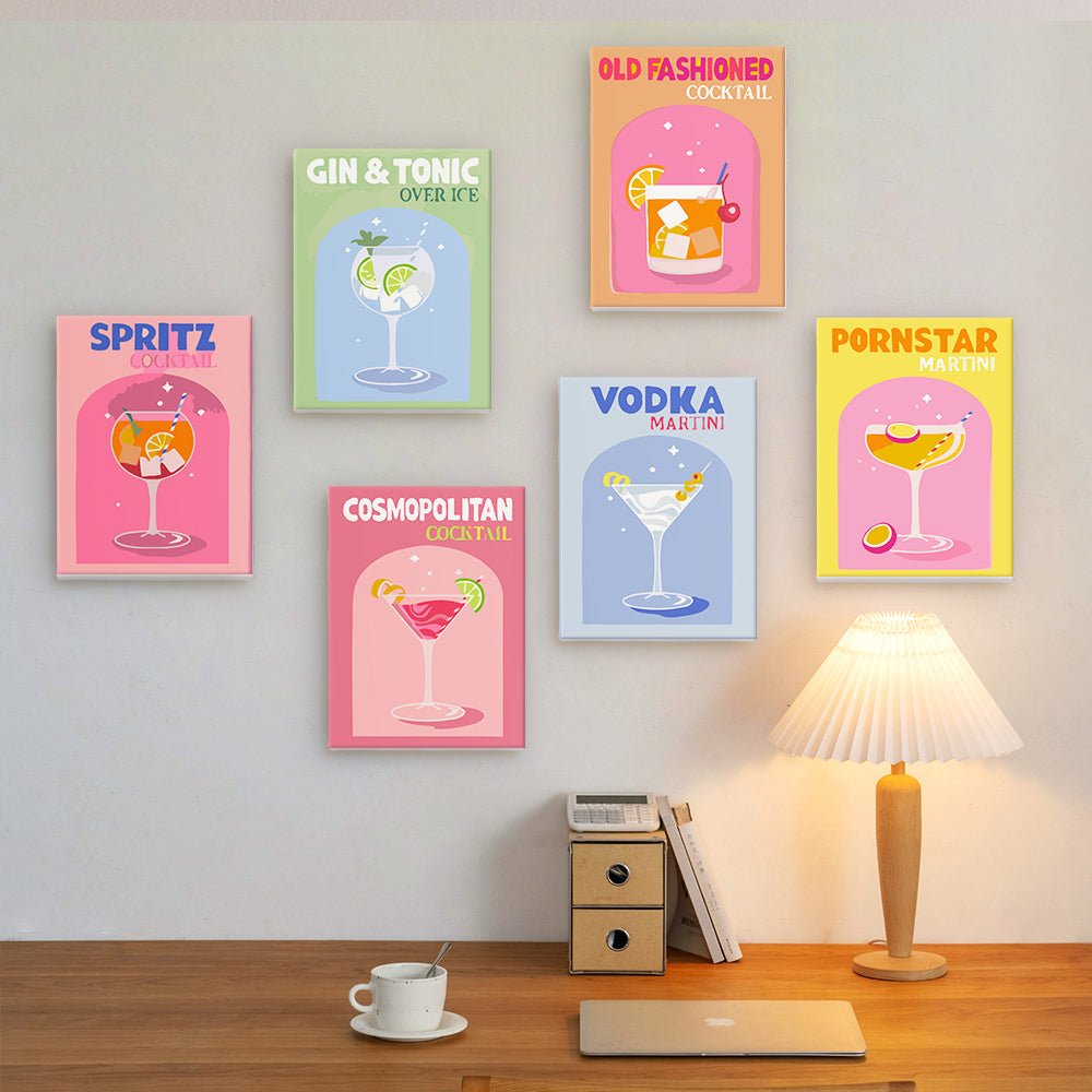 Pop Cocktail Parade - Mini Paint by Numbers Kit (6 Pieces) paint by numbers kit