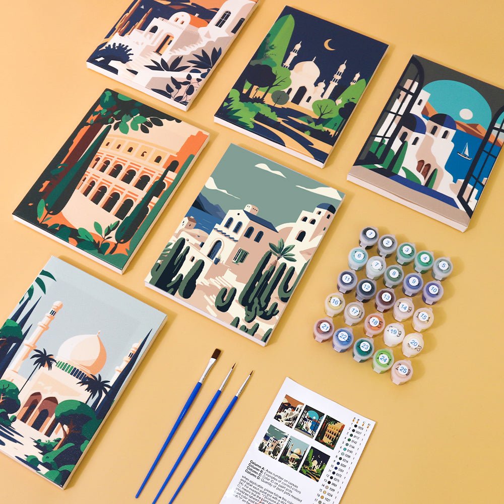 Mediterranean Archways - Mini Paint by Numbers Kit (6 Pieces) paint by numbers kit