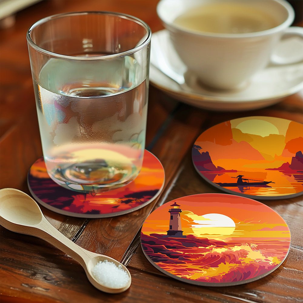 Sunset Landscape Silhouettes - Coasters Paint by Numbers Kit (6 Pieces) paint by numbers kit