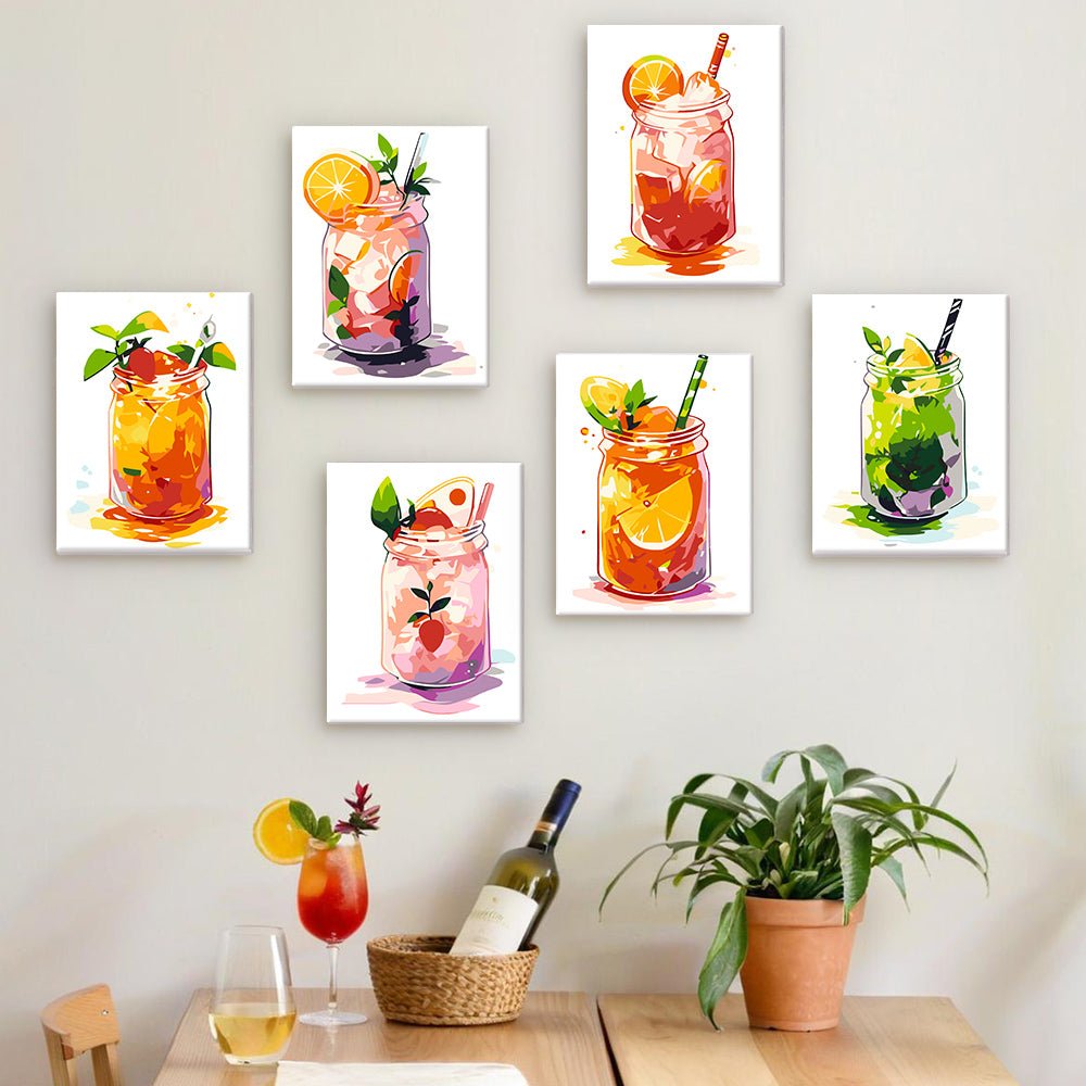 Citrus Mason Drinks - Mini Paint by Numbers Kit (6 Pieces) paint by numbers kit