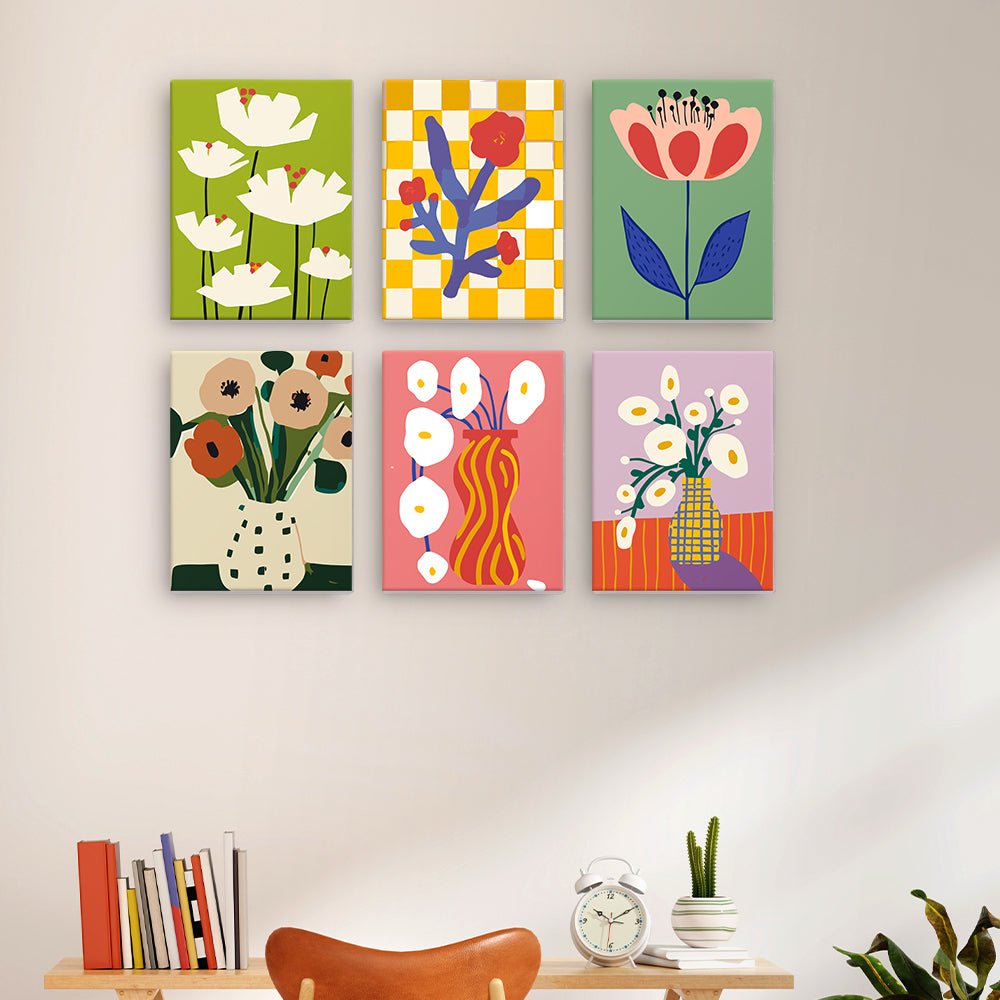 Modern Bloom Gallery - Mini Paint by Numbers Kit (6 Pieces) paint by numbers kit