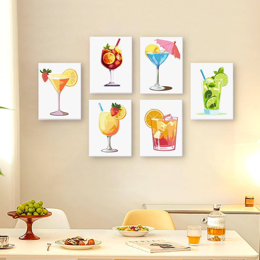 Sunlit Sips - Mini Paint by Numbers Kit (6 Pieces) paint by numbers kit