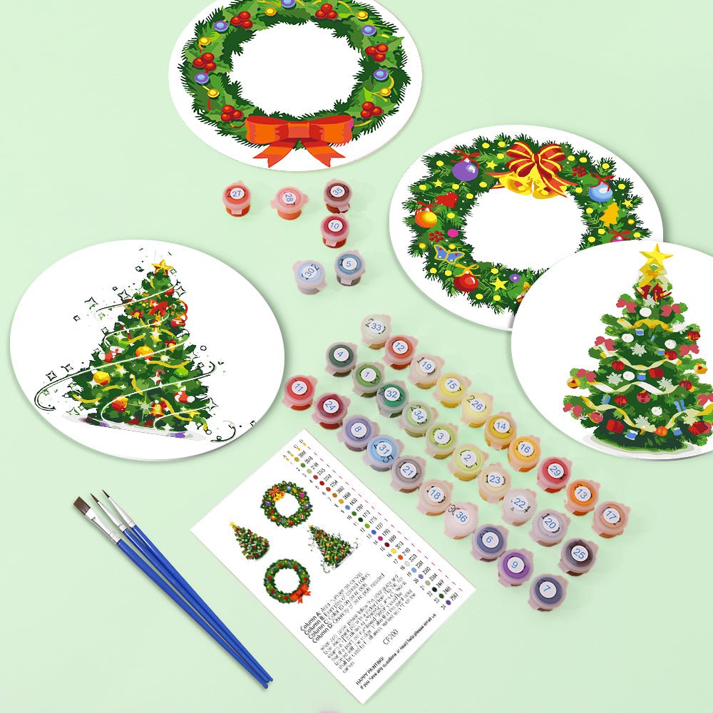 Evergreen Celebration (4 Pieces) paint by numbers kit