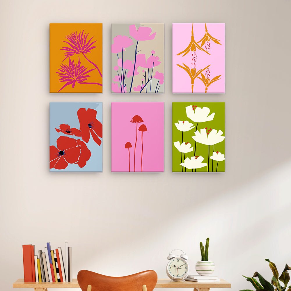 Modern Floral Harmony - Mini Paint by Numbers Kit (6 Pieces) paint by numbers kit