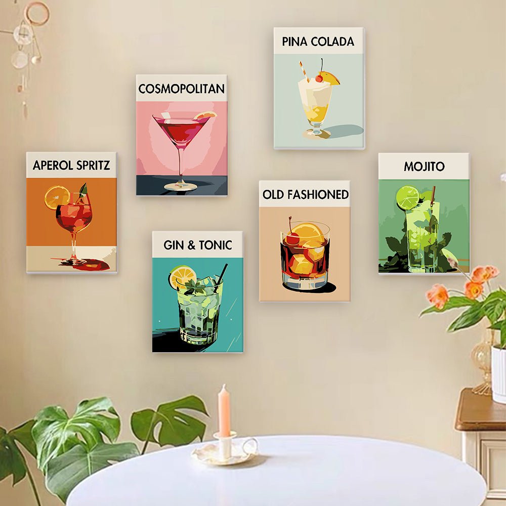 Classic Cocktail Moments - Mini Paint by Numbers Kit (6 Pieces) paint by numbers kit