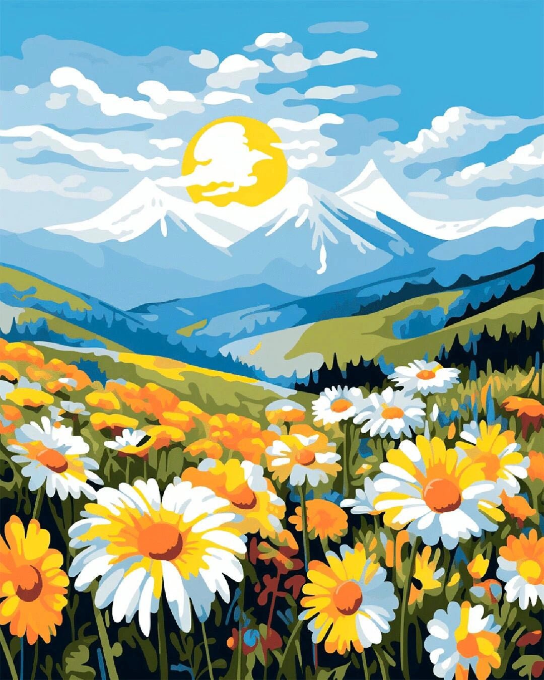 Alpine Daisy Meadows paint by numbers kit