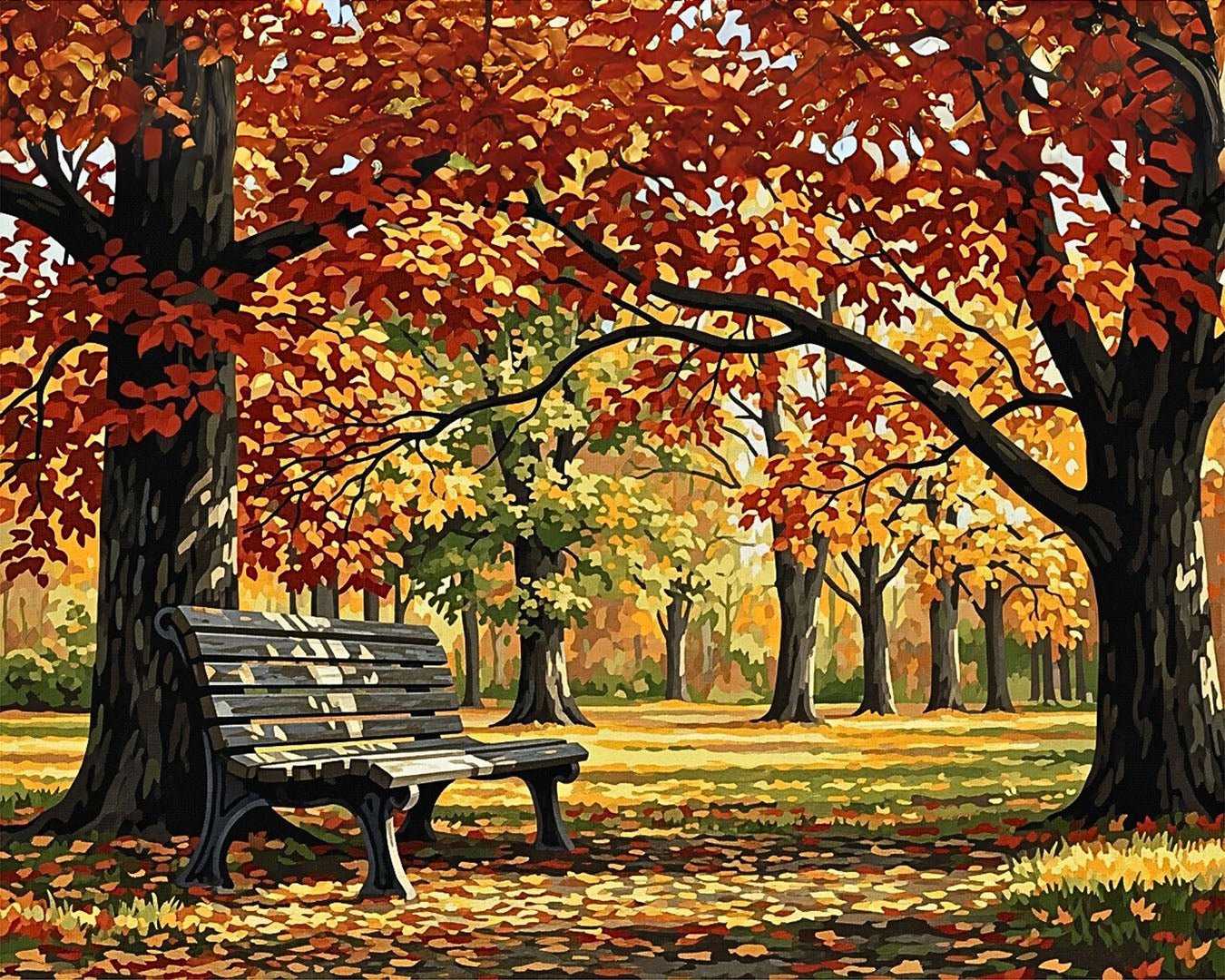 Beneath the Autumn Canopy paint by numbers kit