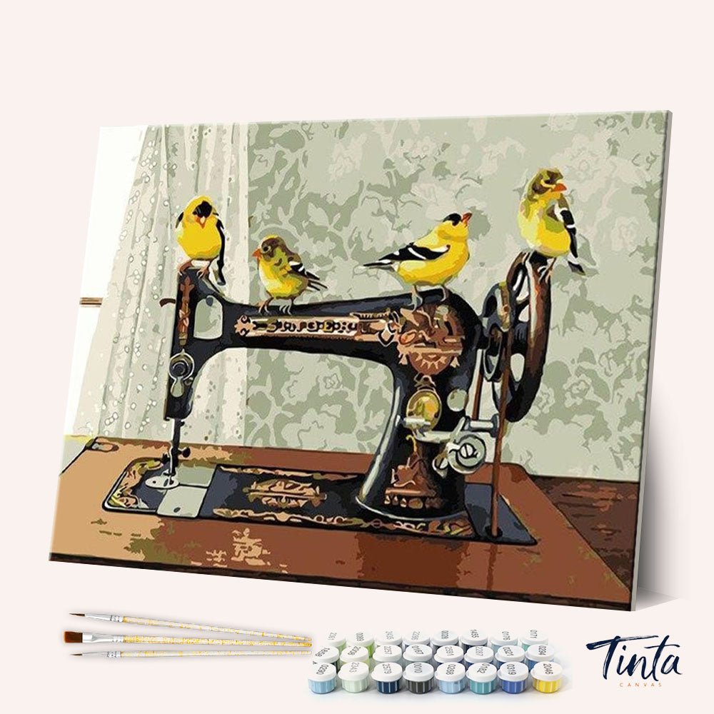 Bird Art Sewing Machine paint by numbers kit
