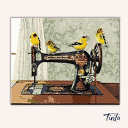 Bird Art Sewing Machine paint by numbers kit