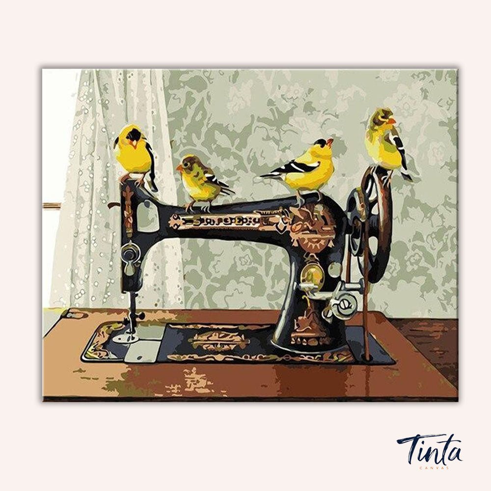 Bird Art Sewing Machine paint by numbers kit