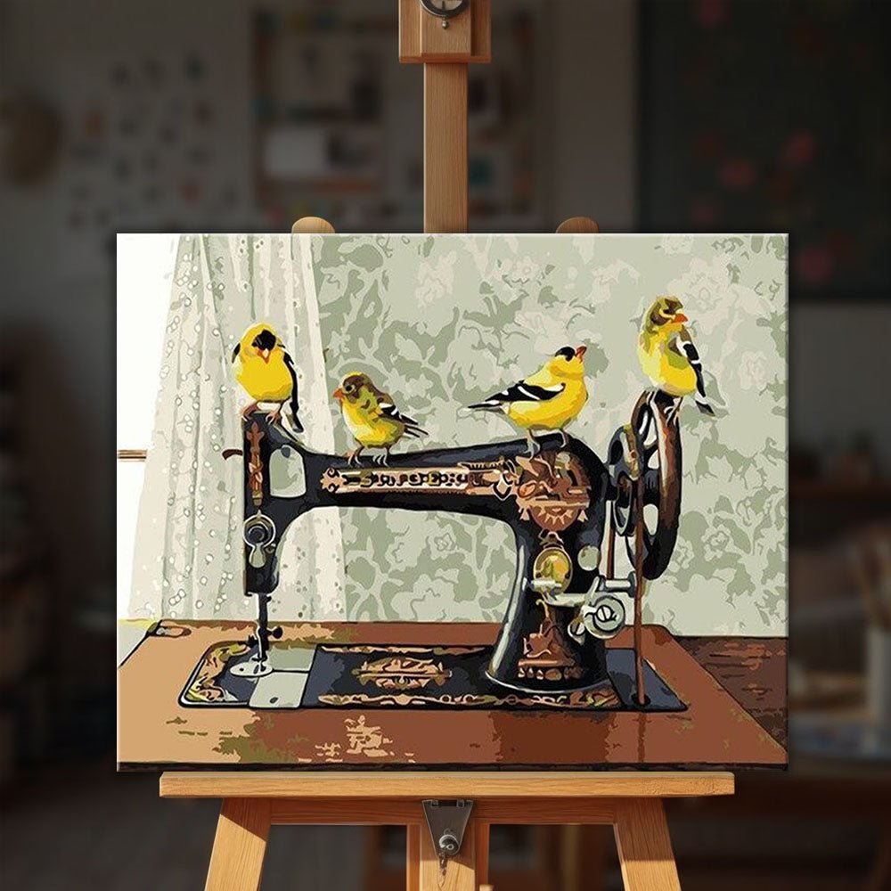 Bird Art Sewing Machine paint by numbers kit
