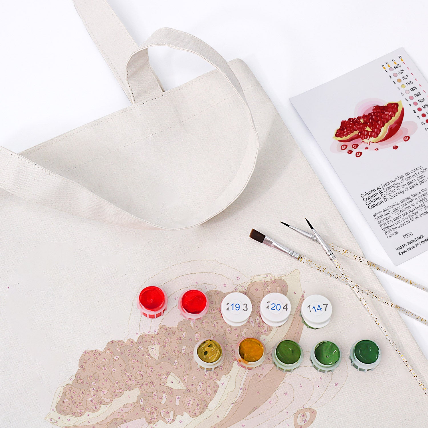 Ruby Pomegranate Carry Bag paint by numbers kit