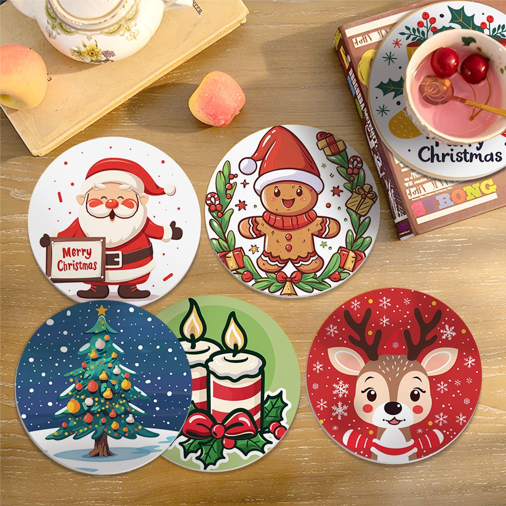 Christmas Holiday Joy - Coasters Paint by Numbers Kit (6 Pieces) paint by numbers kit