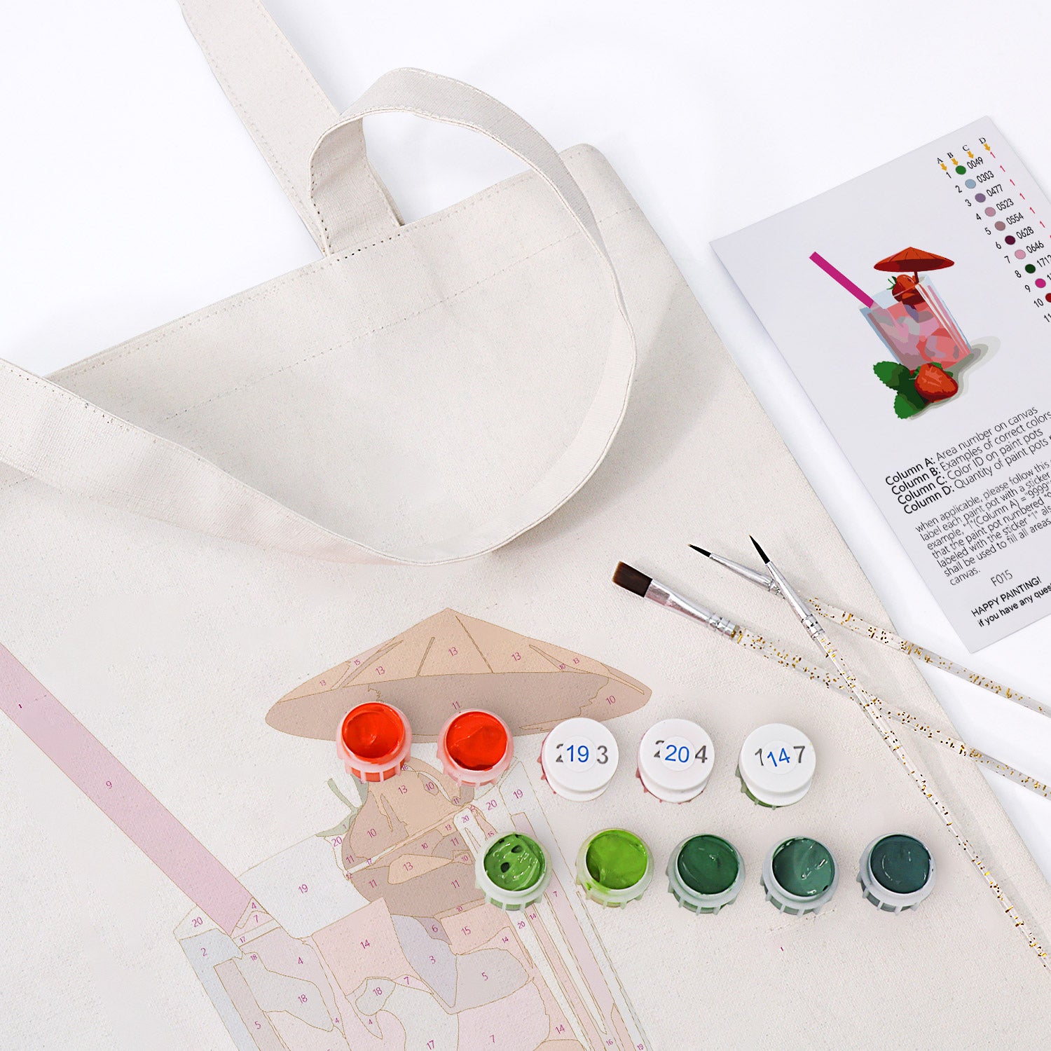 Strawberry Bliss Carry Bag paint by numbers kit