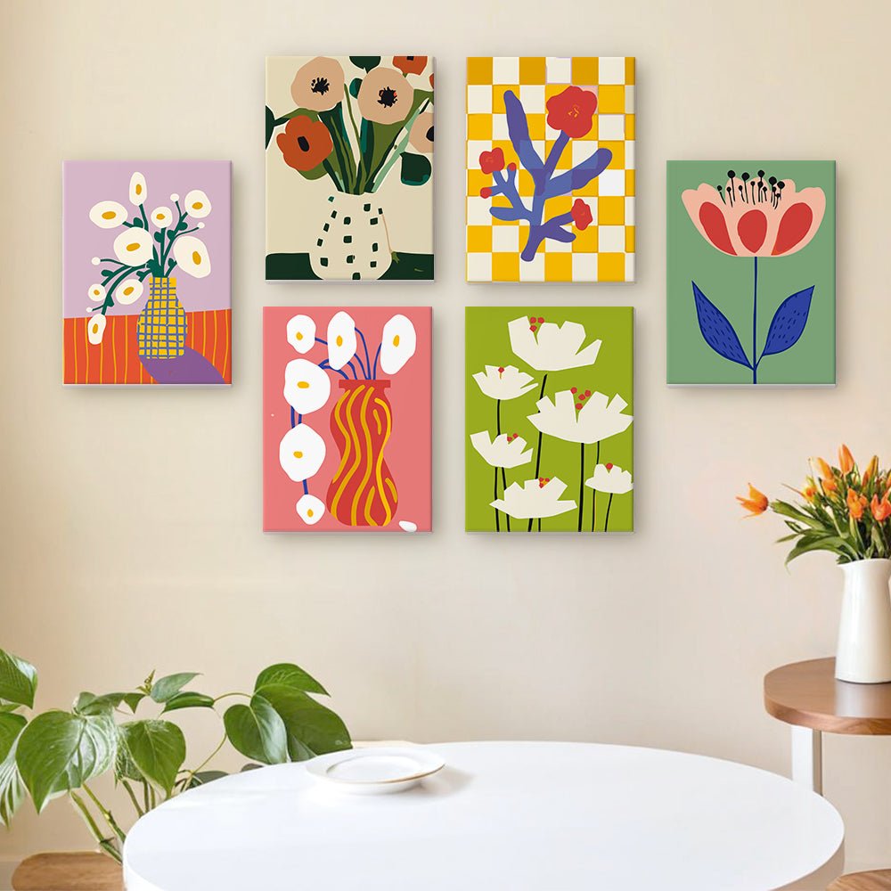 Modern Bloom Gallery - Mini Paint by Numbers Kit (6 Pieces) paint by numbers kit