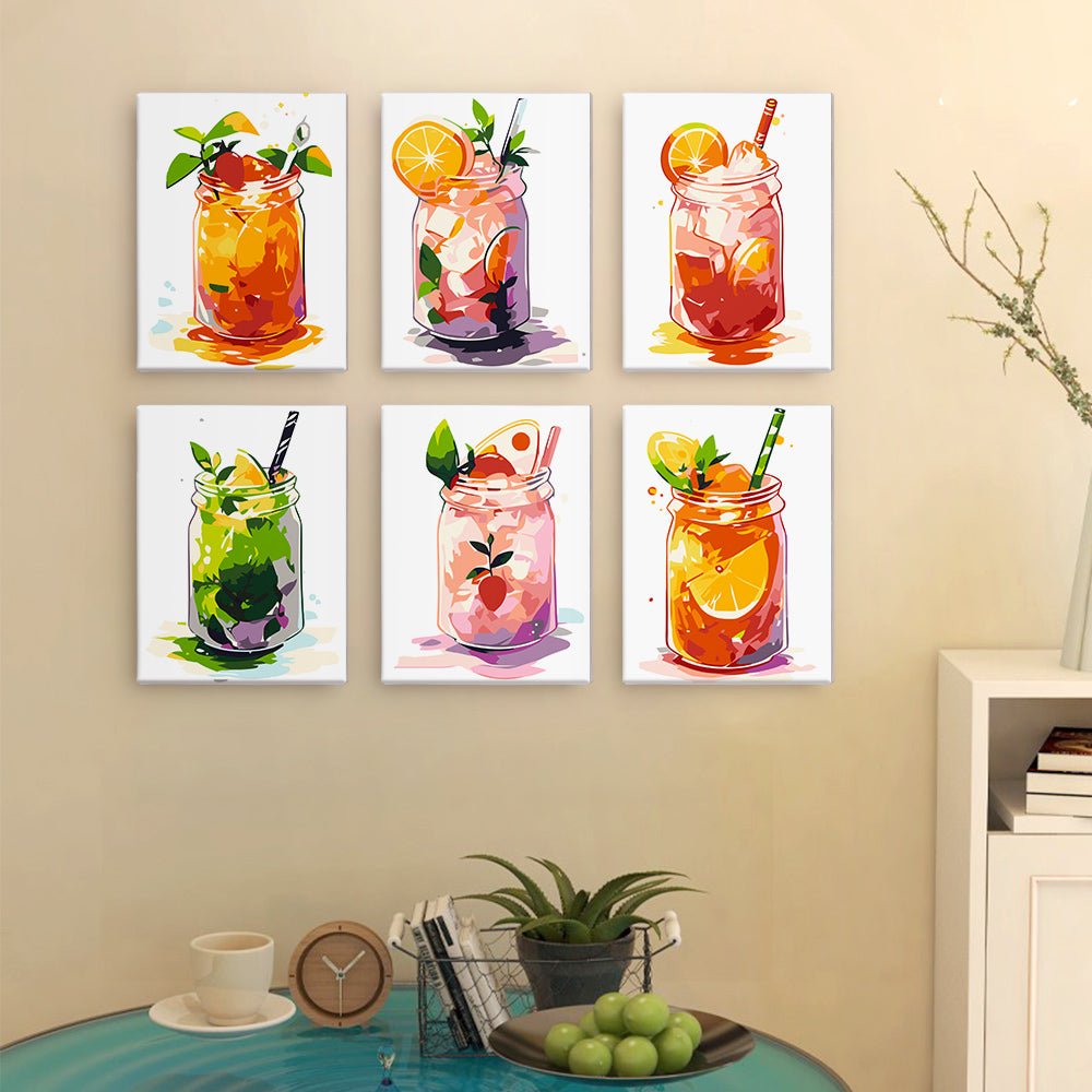 Citrus Mason Drinks - Mini Paint by Numbers Kit (6 Pieces) paint by numbers kit