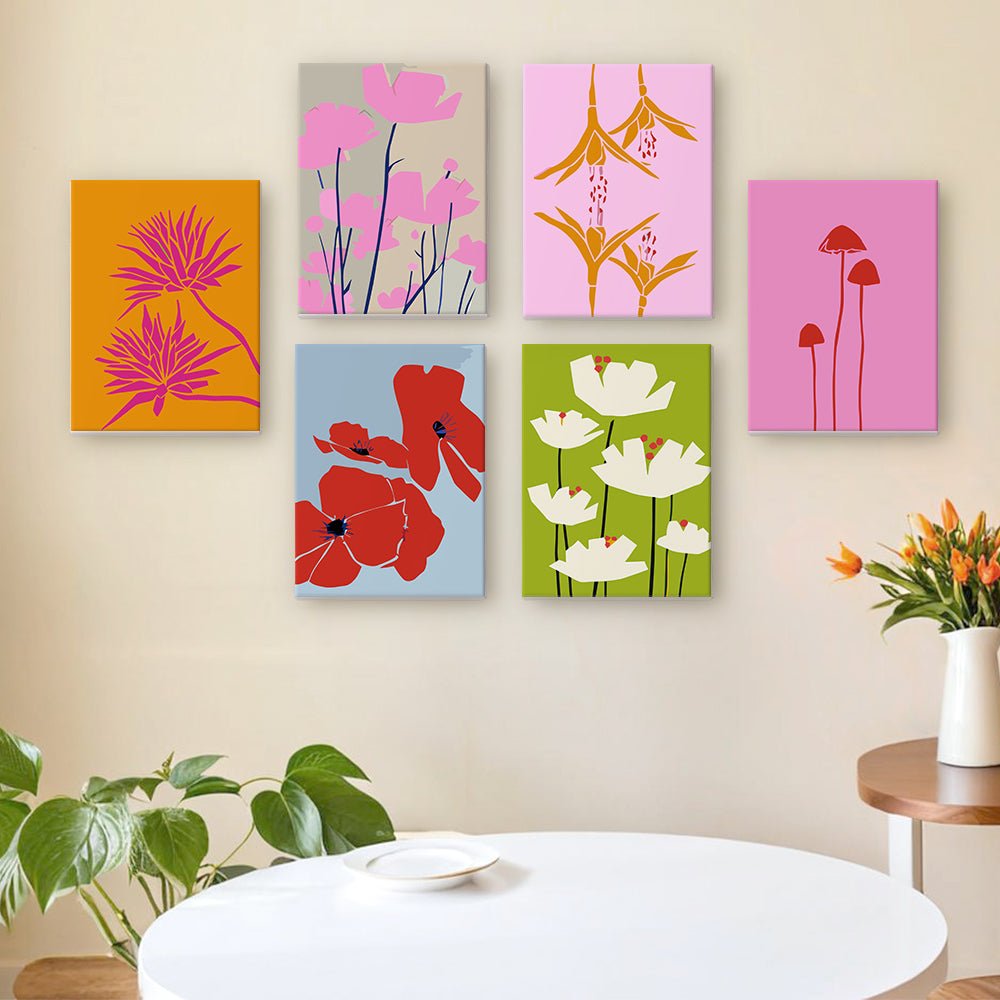 Modern Floral Harmony - Mini Paint by Numbers Kit (6 Pieces) paint by numbers kit