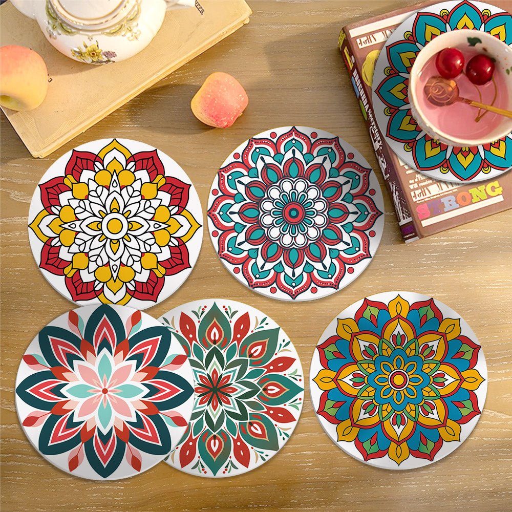 Colorful Mandala Patterns - Coasters Paint by Numbers Kit (6 Pieces) paint by numbers kit