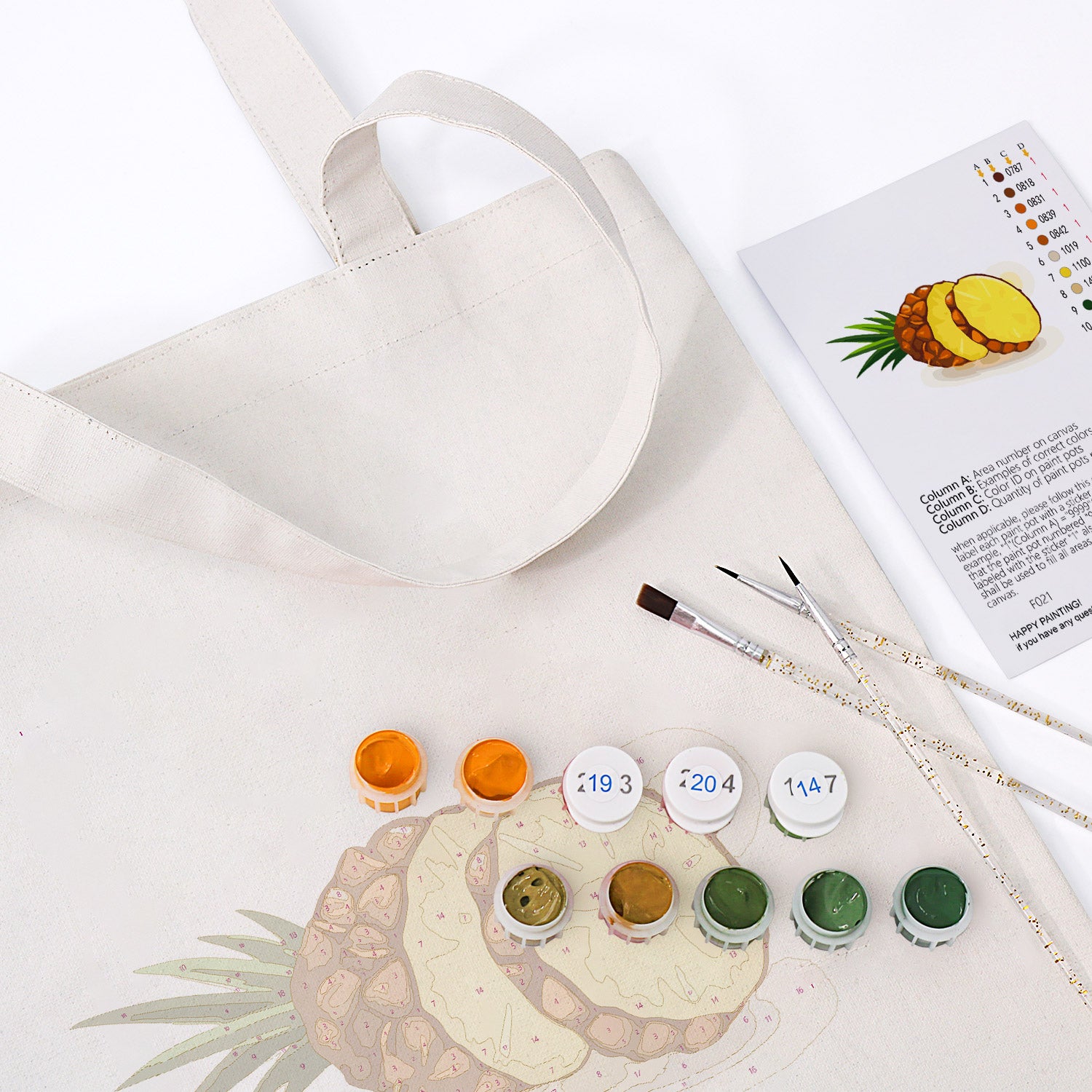 Tropical Pineapple Carry Bag paint by numbers kit