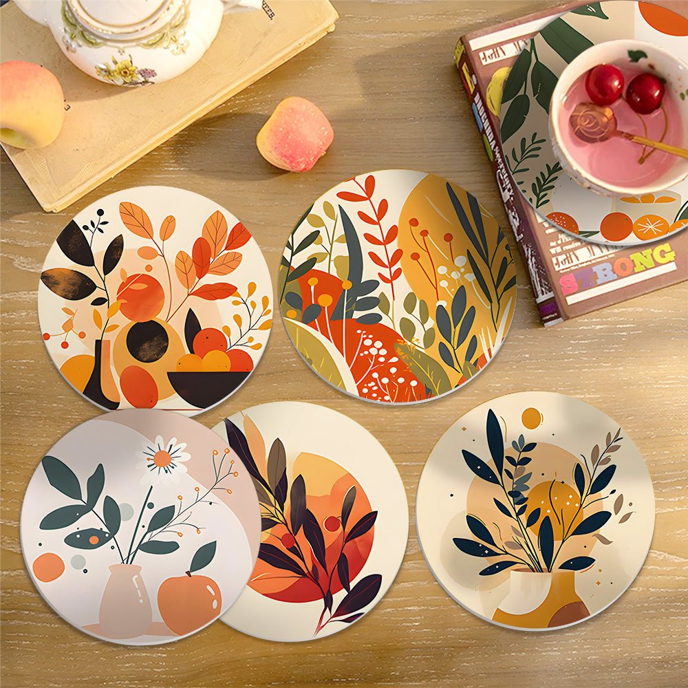Modern Botanical Art - Coasters Paint by Numbers Kit (6 Pieces) paint by numbers kit