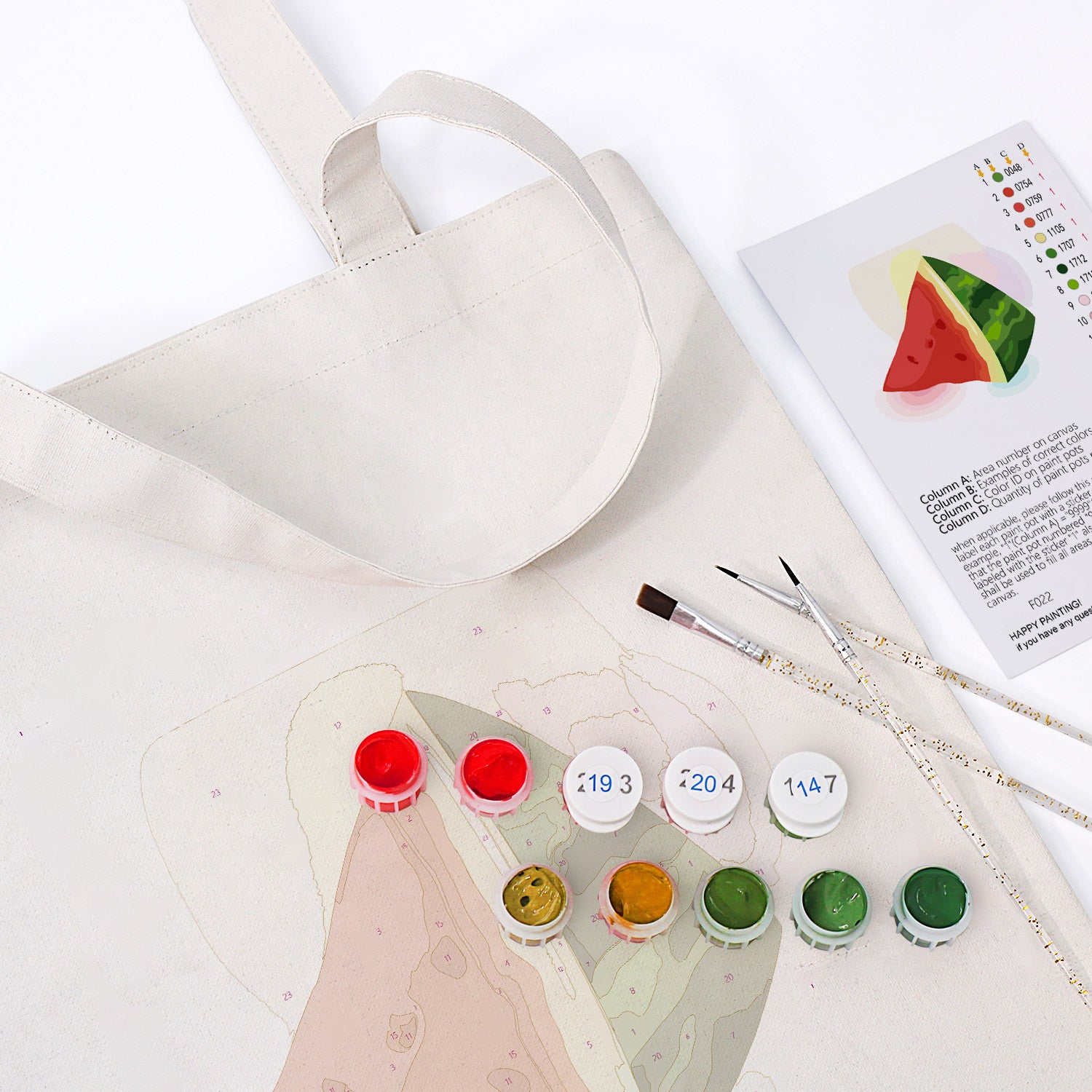 Juicy Watermelon Carry Bag paint by numbers kit