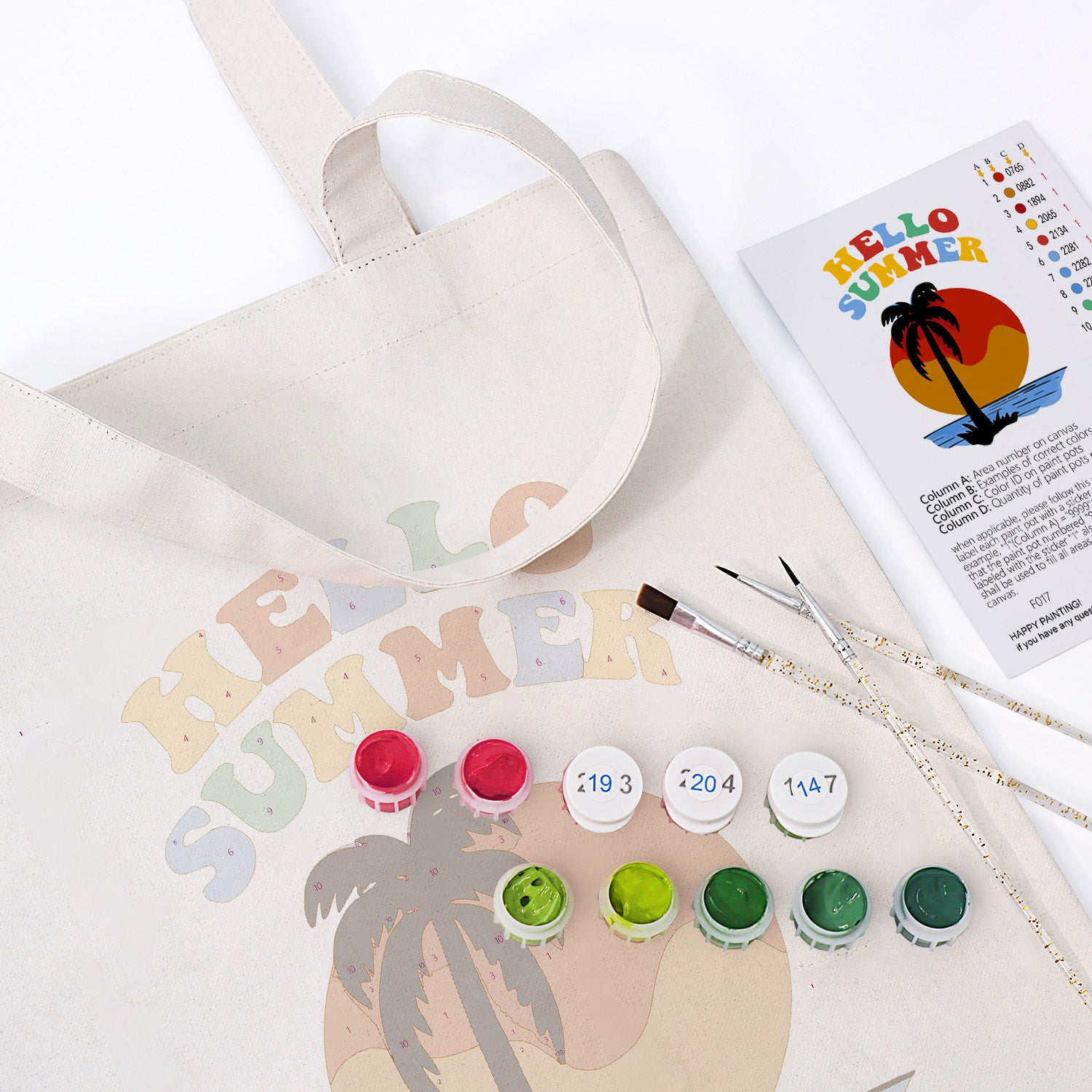 Hello Summer Carry Bag paint by numbers kit