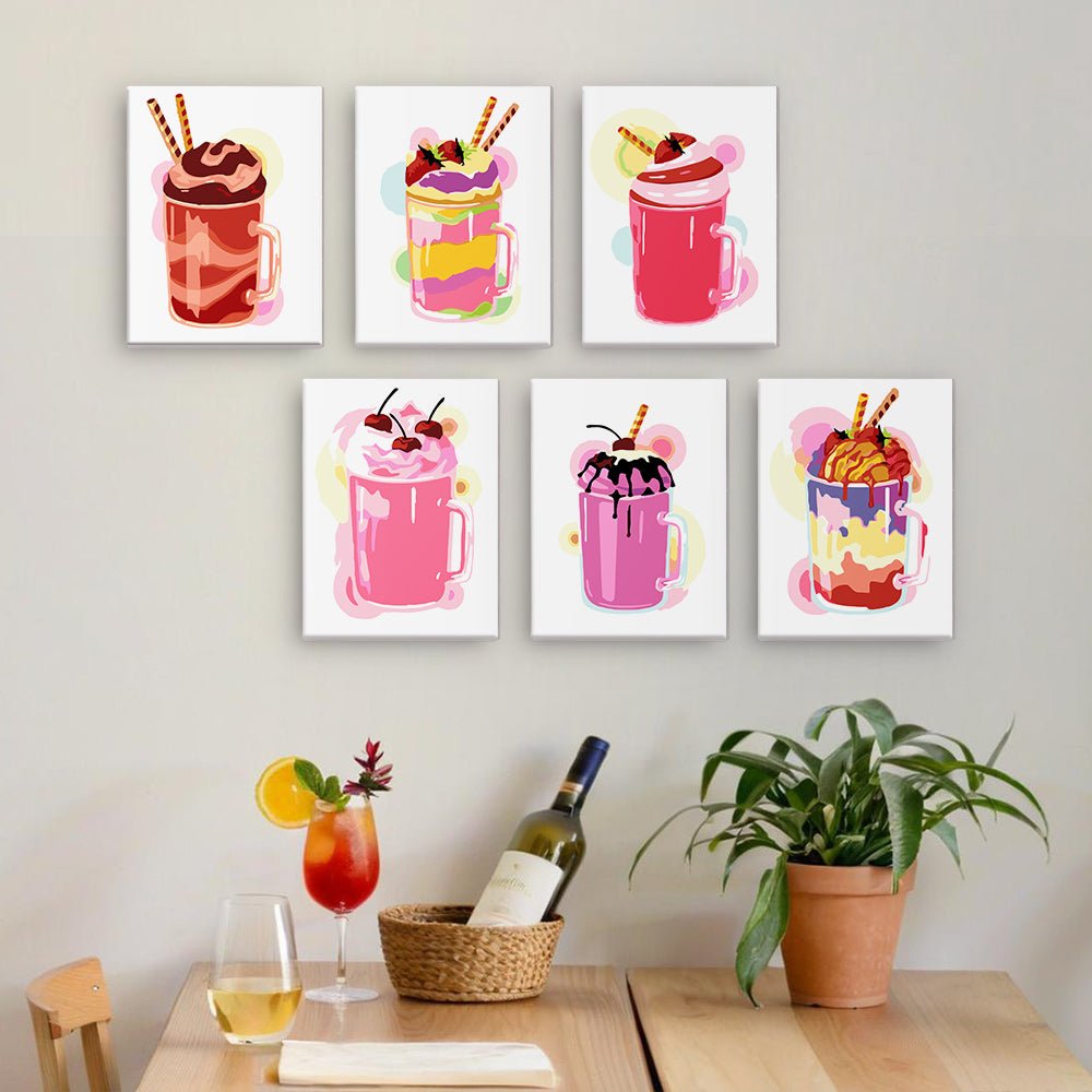 Sweet Sundae Sips - Mini Paint by Numbers Kit (6 Pieces) paint by numbers kit