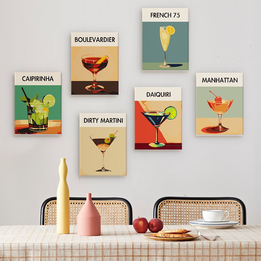 Sip & Paint Cocktails - Mini Paint by Numbers Kit (6 Pieces) paint by numbers kit