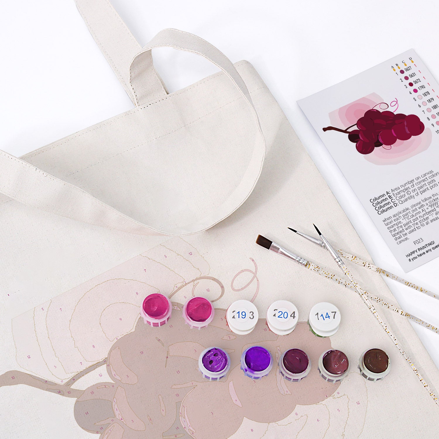 Velvet Grapes Carry Bag paint by numbers kit