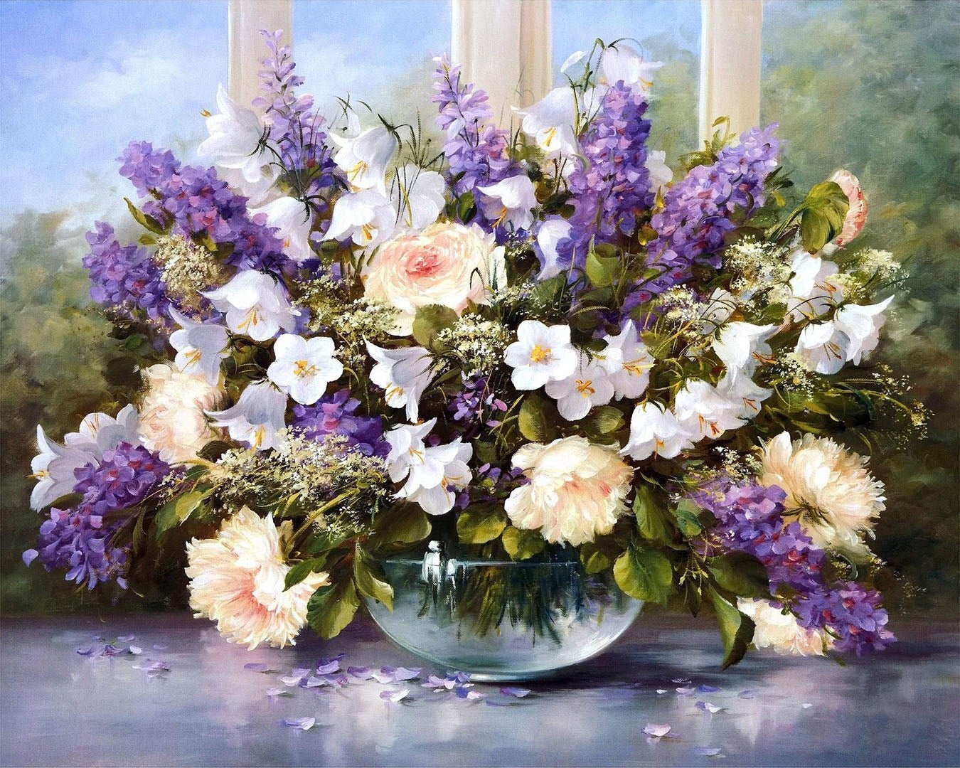 Flowers In The Glass Bowl paint by numbers kit