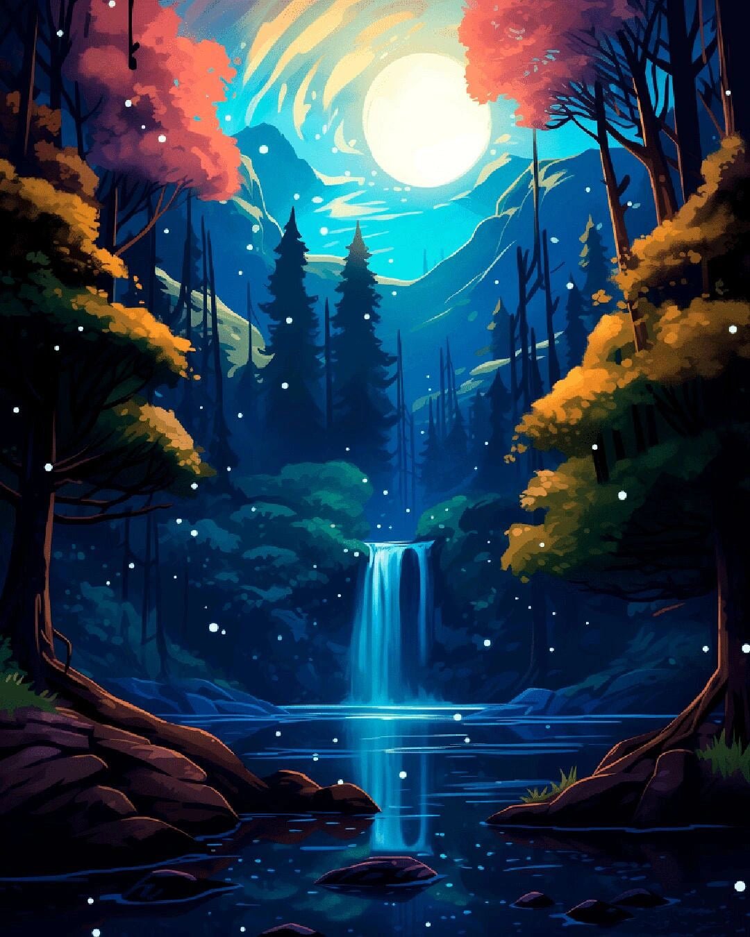Enchanted Waterfall paint by numbers kit