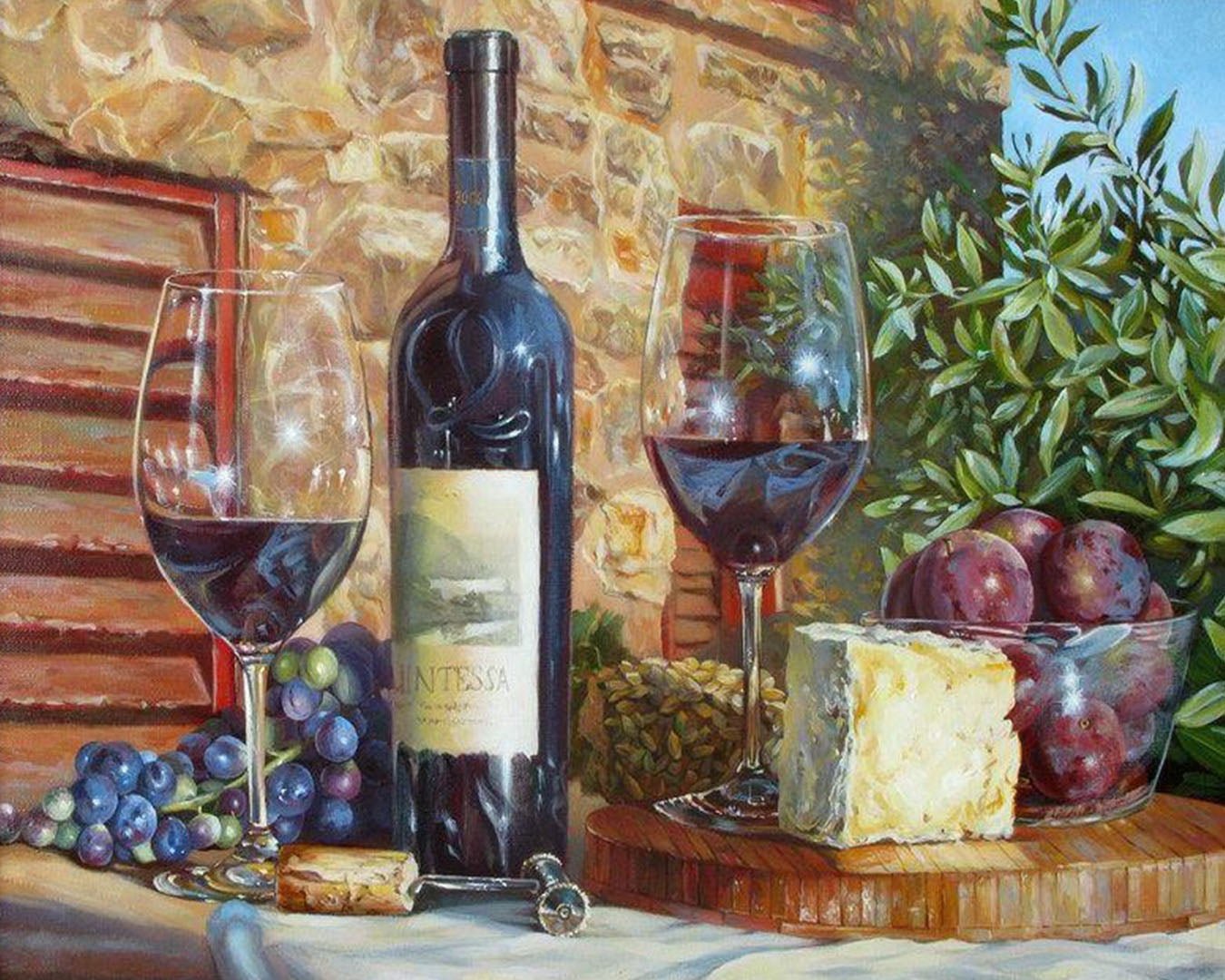 Fruit Wine Bottle paint by numbers kit