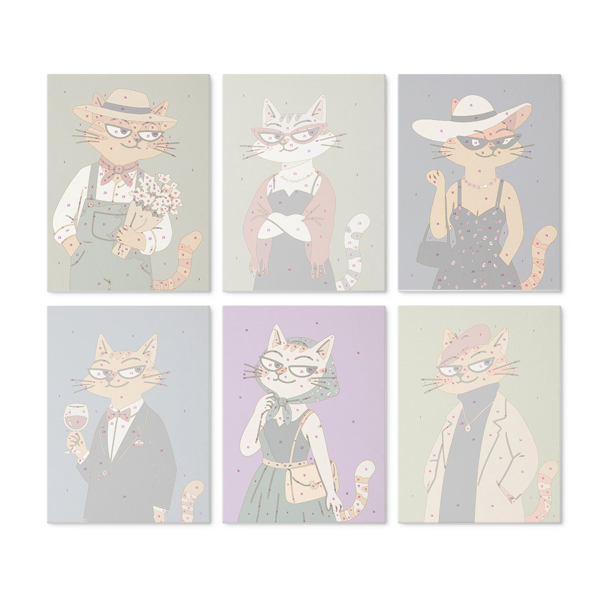 Chic Cats - Mini Paint by Numbers (6 Pieces)
