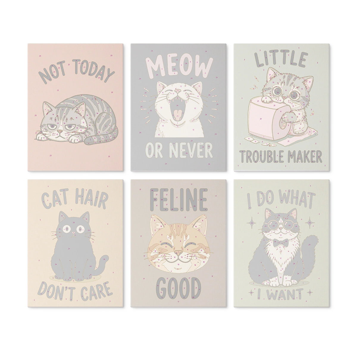 Sassy Cats - Mini Paint by Numbers (6 Pieces)