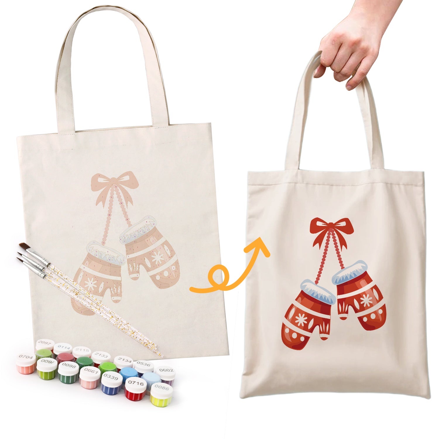 Festive Mittens Carry Bag paint by numbers kit