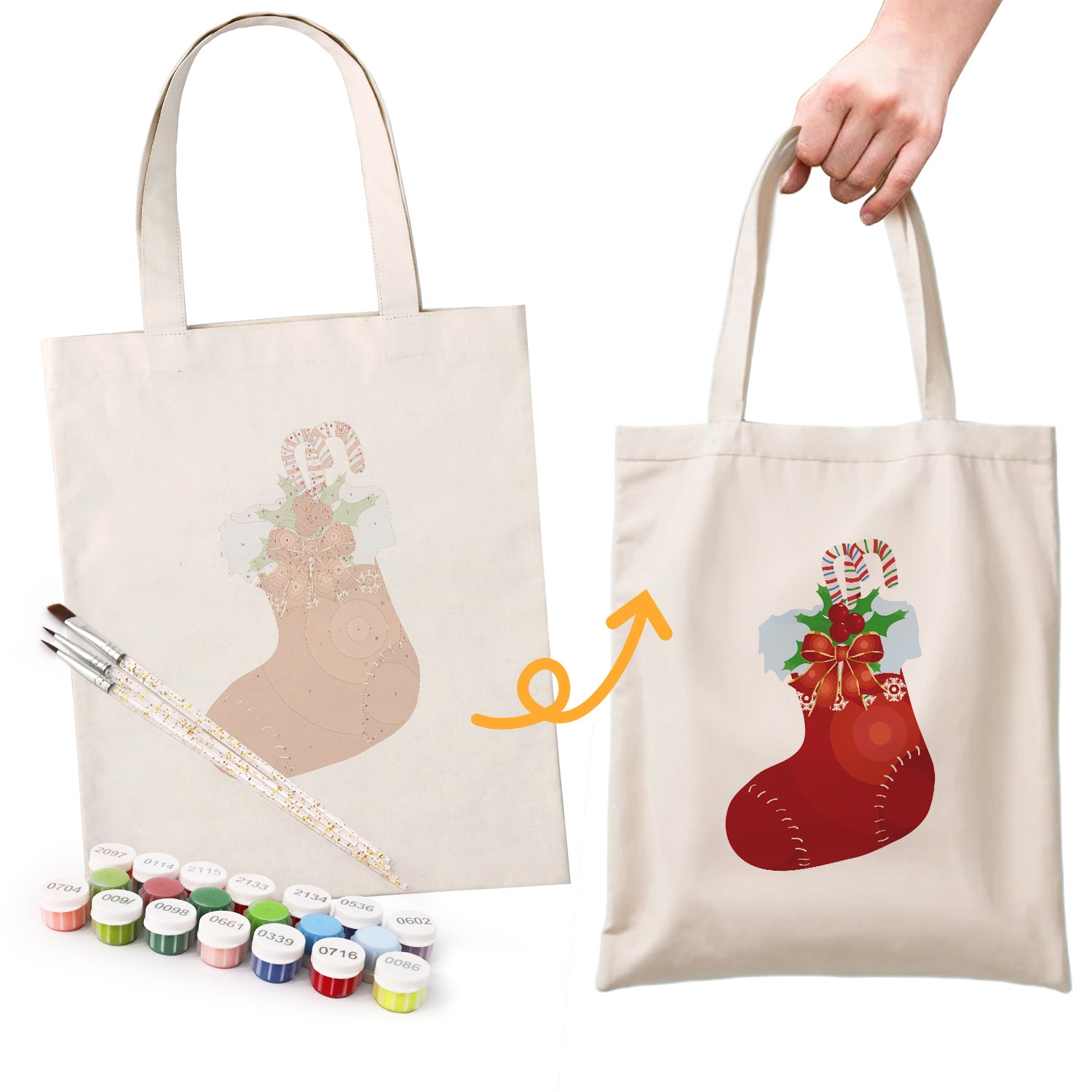 Festive Stocking Carry Bag paint by numbers kit