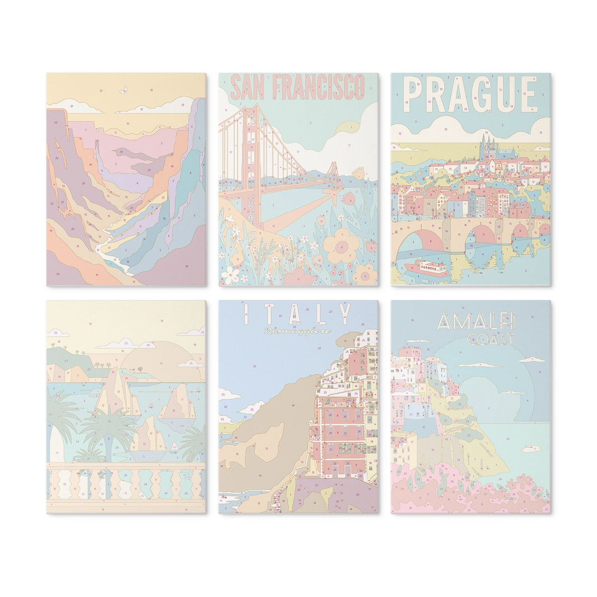 Dream Destinations - Mini Paint by Numbers (6 Pieces)