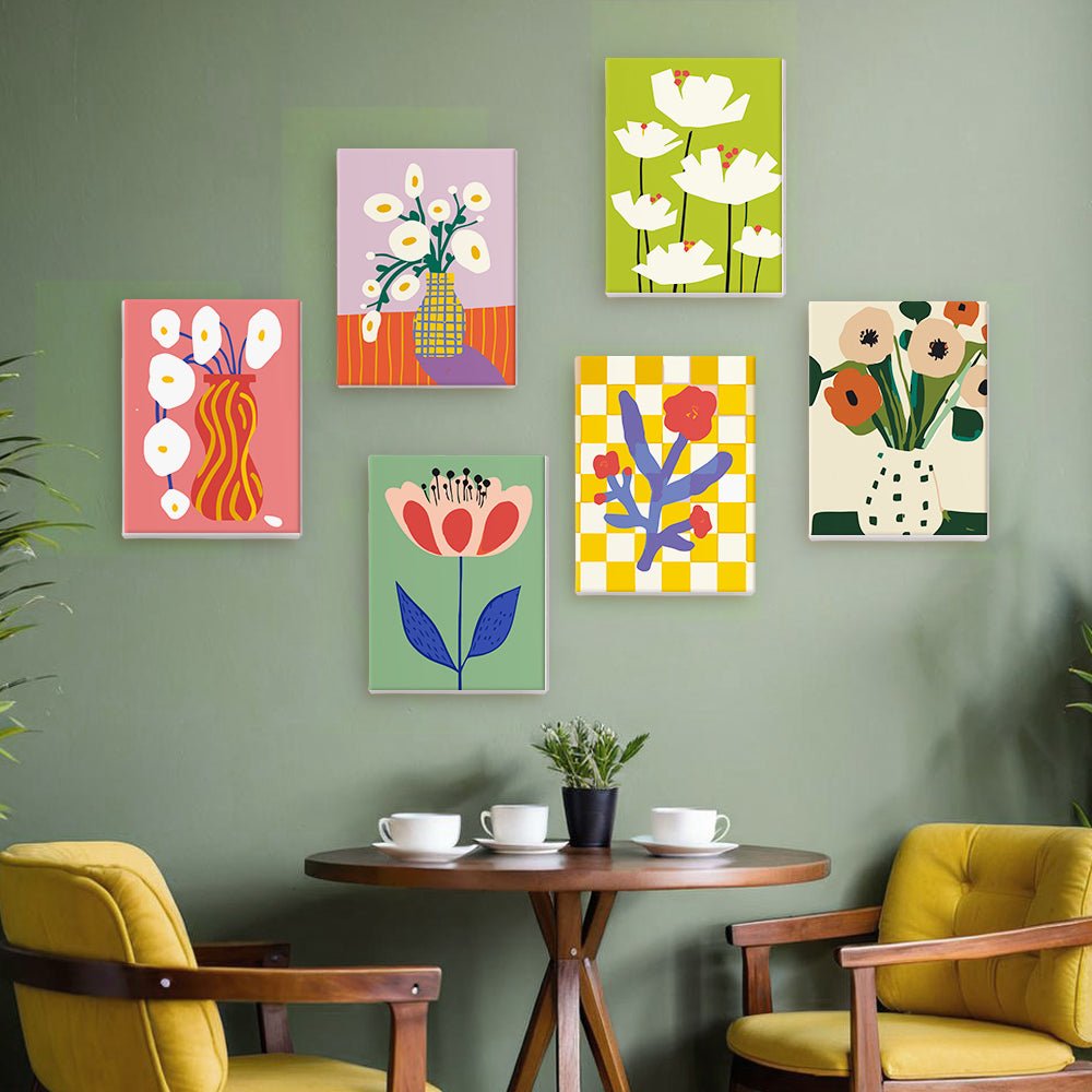 Modern Bloom Gallery - Mini Paint by Numbers Kit (6 Pieces) paint by numbers kit