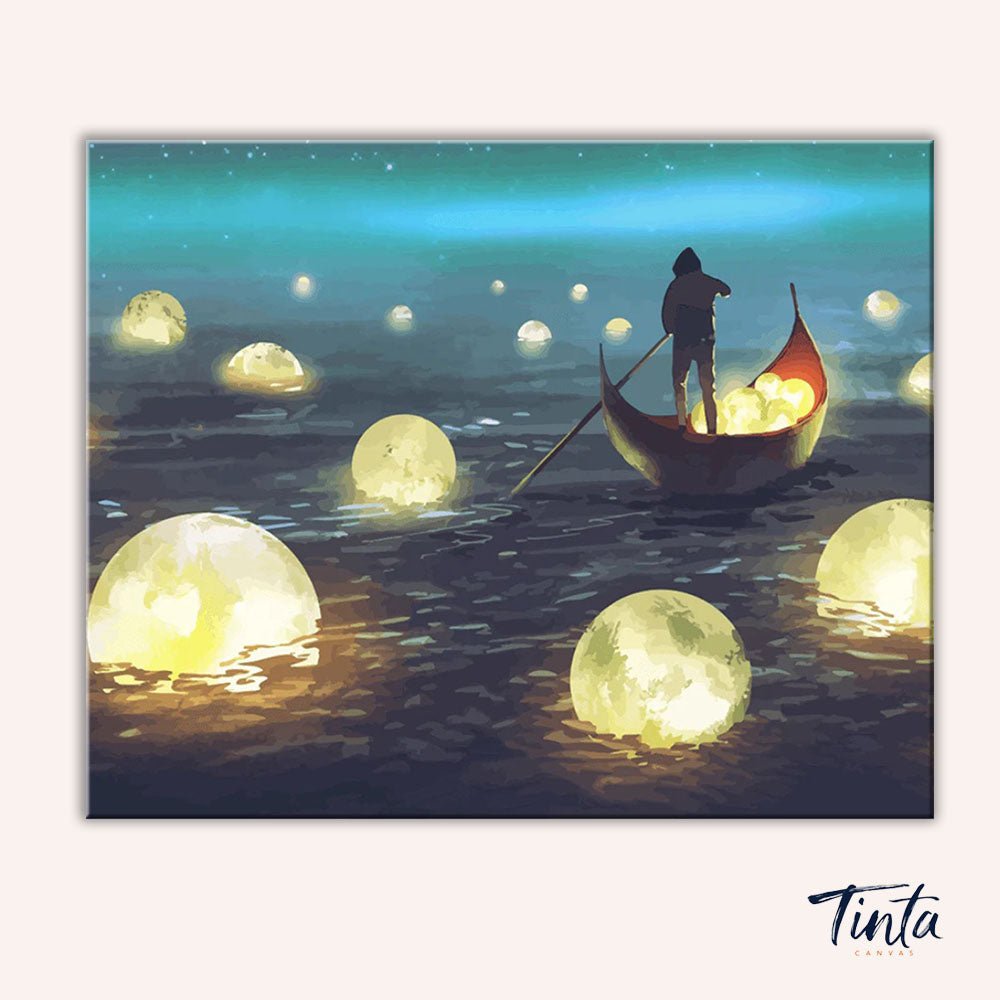 Man Rowing Among Glowing Moons paint by numbers kit