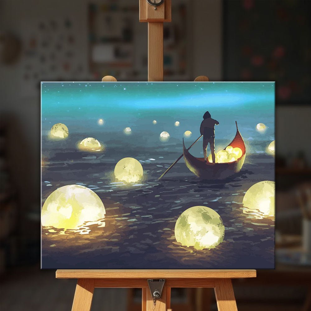 Man Rowing Among Glowing Moons paint by numbers kit